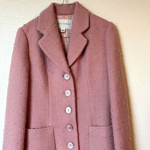 Banana Republic 100% Wool Pink Knee Length Lined Coat in Womens Size XS - Picture 2 of 7